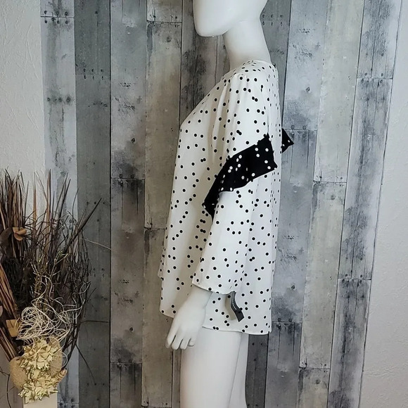 Alfany white black polka dots ruffle sleeves top - Picture 5 of 10